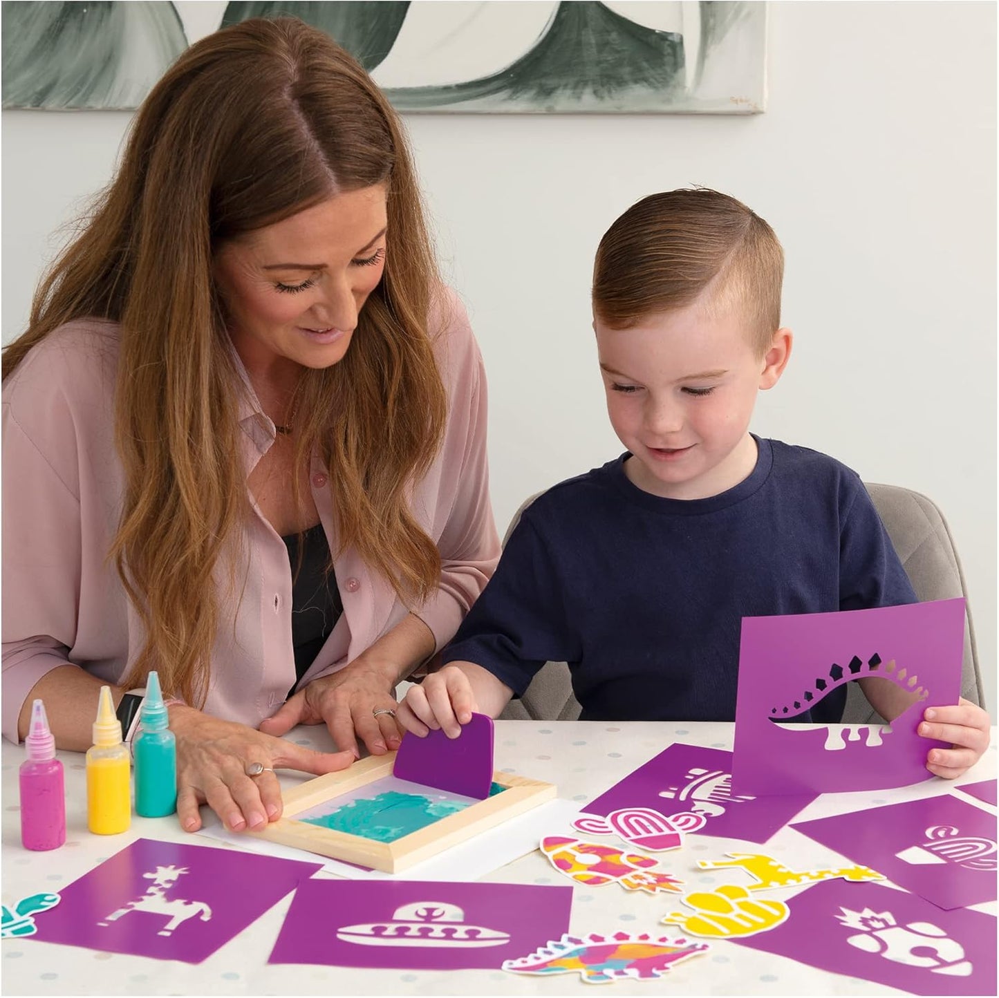 Galt, Adesivos de Serigrafia, Kits de Artesanato para Crianças a partir de 6 Anos, Tema Animal