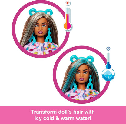 Barbie Cutie Reveal Ursinhos Carinhosos com Boneca e Acessórios, Série 2 Ursinho Boas Vibrações com 10 Surpresas, Incluindo Mudança de Cor e Mini Ursinho, JFV62