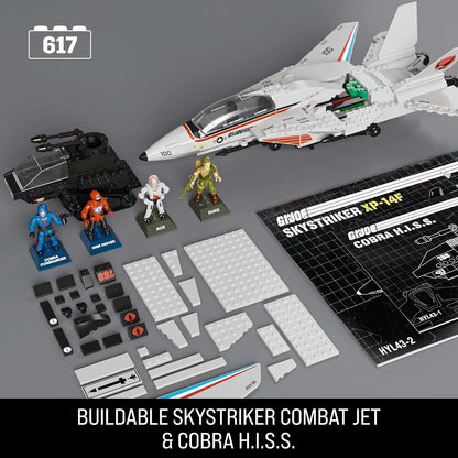 MEGA Conjunto de Montagem G.I. Joe: Skystriker XP-14F vs. Cobra H.I.S.S. com 617 Peças e 4 Bonecos Articulados – Para Colecionadores