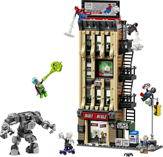 LEGO | Marvel Homem-Aranha vs. Mysterio: Prédio do Clarim Diário - Brinquedo de Super-Herói com Figura de Ação Mecânica e 7 Minifiguras - Presente de Aniversário para Meninos a partir de 10 Anos e Fãs do Filme - 76342