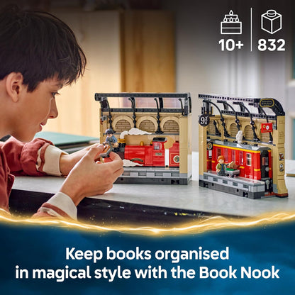 LEGO Harry Potter Book Nook: Conjunto Expresso de Hogwarts com um Trem de Brinquedo, 2 Minifiguras incluindo Ron Weasley, além das Figuras Edwiges e Perebas - Presente do Mundo Mágico para Meninos, Meninas e Fãs a partir de 10 Anos - 76450