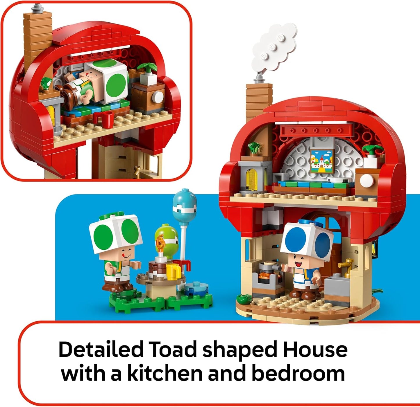 LEGO Super Mario Party na Casa do Toad - Conjunto Interativo com 2 Figuras, Cozinha, Quarto e Mesa de Piquenique - Presente Ideal para Crianças a partir de 7 Anos - 72041