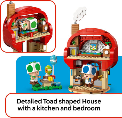 LEGO Super Mario Party na Casa do Toad - Conjunto Interativo com 2 Figuras, Cozinha, Quarto e Mesa de Piquenique - Presente Ideal para Crianças a partir de 7 Anos - 72041