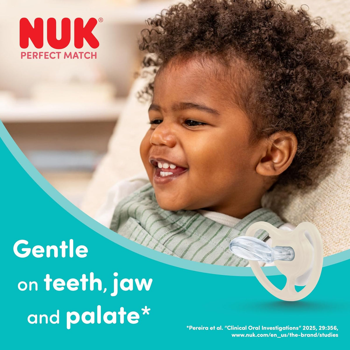 NUK Chupetas Perfect Match Air | 6-18 Meses | Chupetas ortodônticas que favorecem a circulação de ar e previnem irritações causadas pela saliva | 95% de aceitação pelos bebês** | Modelos variados | Embalagem com 4 unidades