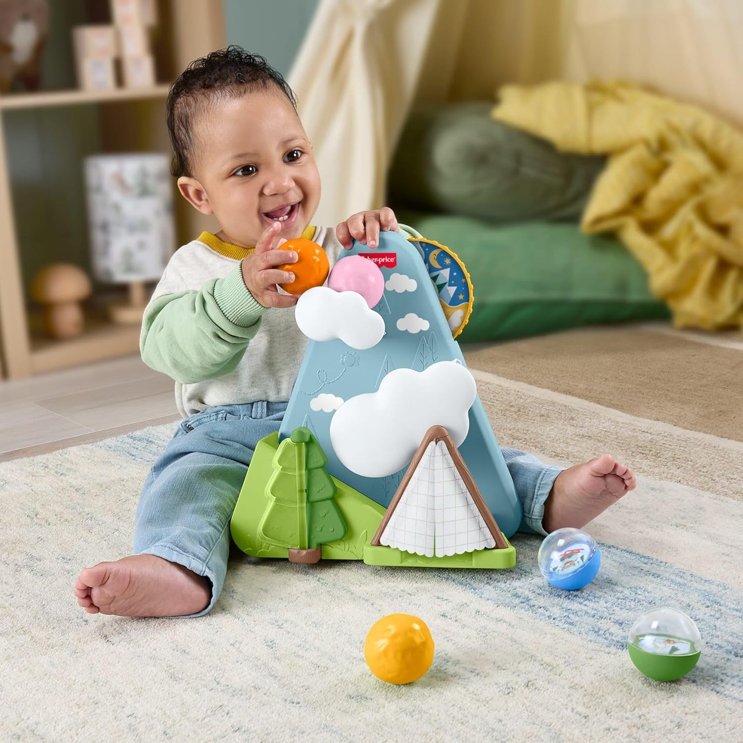 Fisher-Price Brinquedo para Bebê Floresta da Amizade com Bolas e Montanha, Brinquedo de Atividades para Bebês a partir de 9 Meses, JLB88