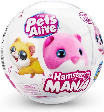 Pets Alive Hamstermania Pink da ZURU Hamster, animal de estimação eletrônico, mais de 20 sons interativos, brinquedo de bola de hamster para meninas e crianças (rosa)