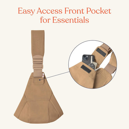 Ergobaby Canguru Upsie Sling para Bebês, Canguru Ergonômico para Bebês e Crianças a partir de 6 Meses (7,7-20,4 kg), Alternância Espontaneamente entre Andar e Ser Carregado, Cor Camelo