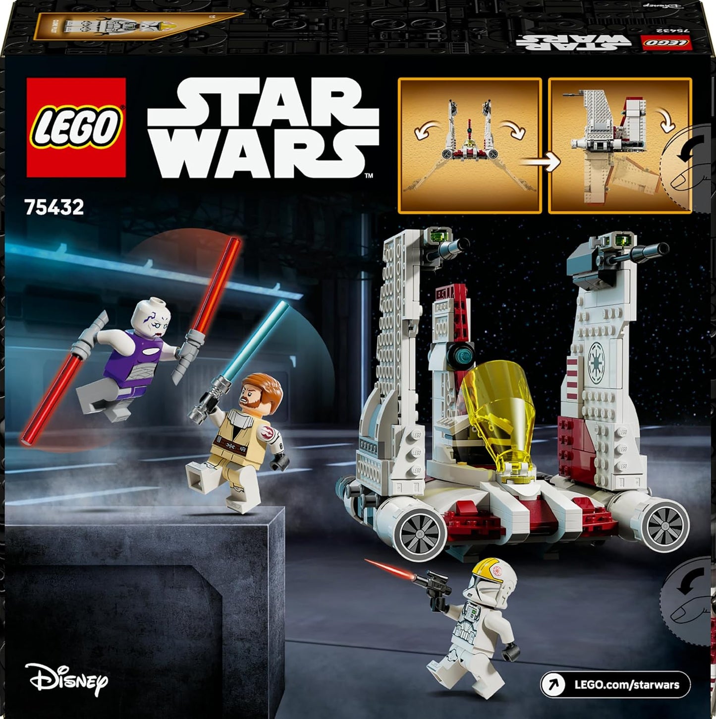 LEGO Star Wars 75432 V-19 Torrent Starfighter - Brinquedo de Construção - 3 Minifiguras, incluindo Obi-Wan Kenobi e Asajj Ventress com Sabres de Luz - Presente para Meninos a partir de 9 Anos e Fãs de The Clone Wars