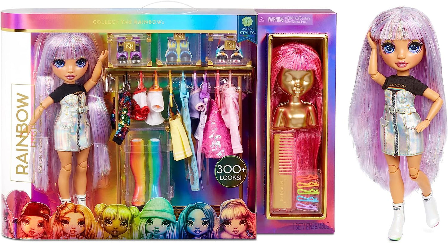 Rainbow High Fashion Studio - Boneca exclusiva com roupas, acessórios e 2 perucas brilhantes - Crie mais de 300 looks
