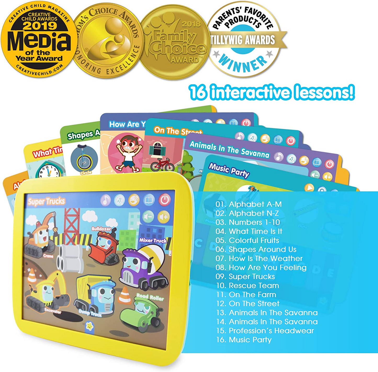 BEST LEARNING INNO PAD Smart Fun Lessons - Tablet Toy educacional para aprender alfabeto, números, cores, formas, animais, tempo para crianças de 2 a 5 anos