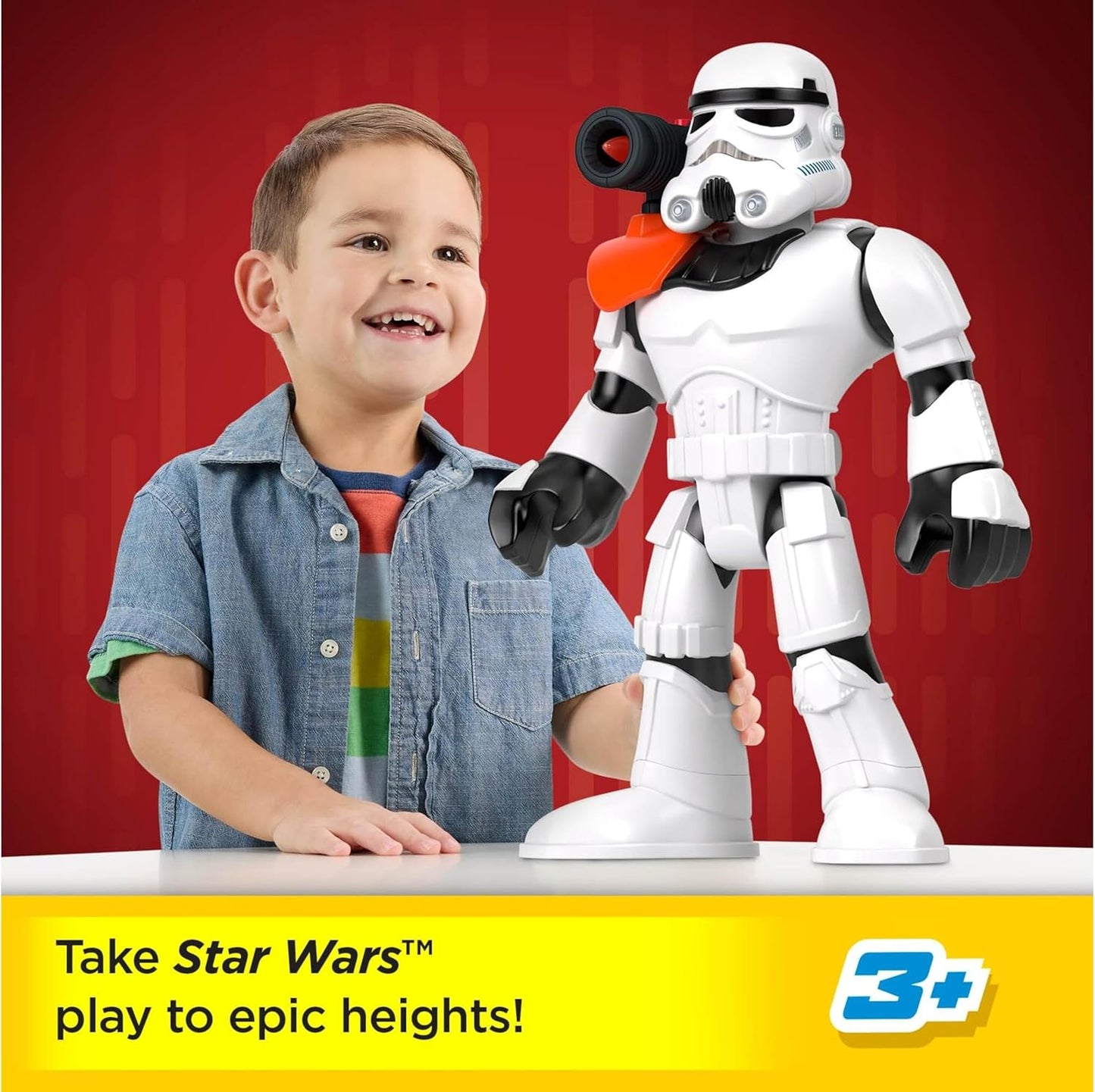 Figura de brinquedo Fisher-Price Imaginext STAR WARS Stormtrooper XXL, personagem articulado com mais de 40 cm de altura e lançador, para crianças a partir de 3 anos, HXG53