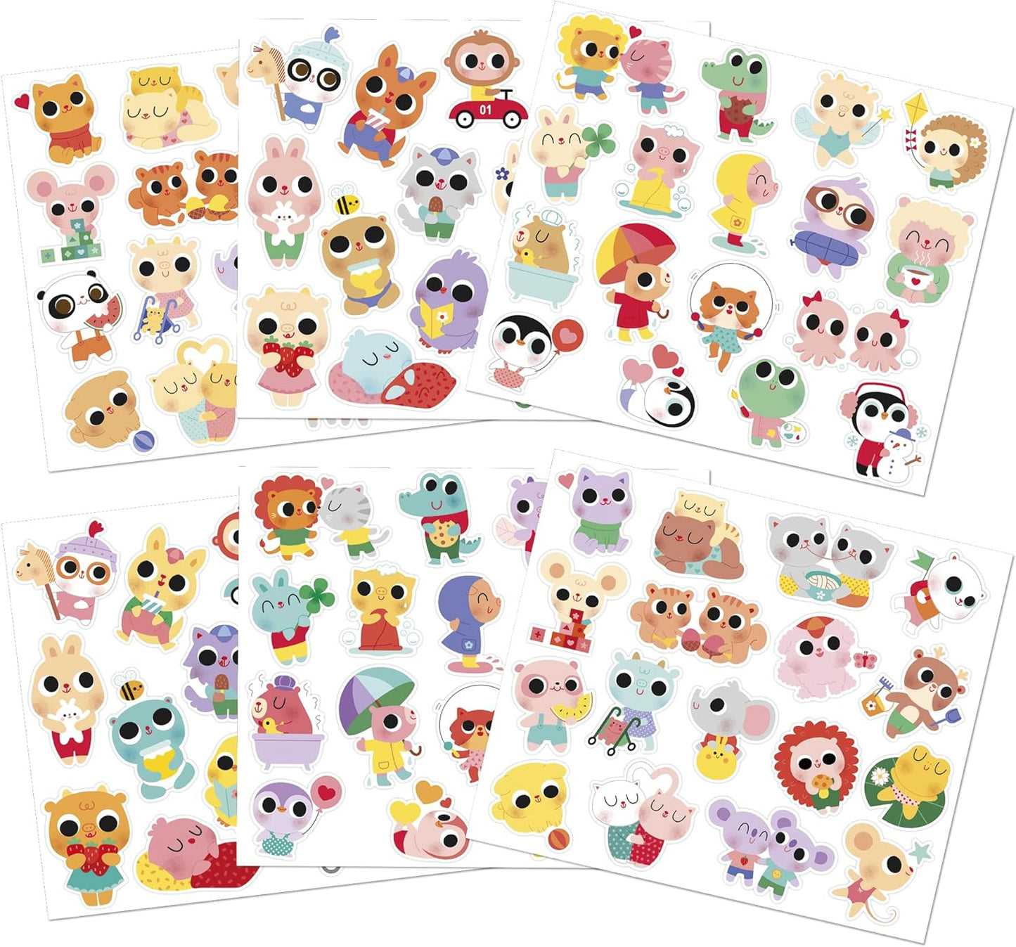 Janod - Pacote de 100 adesivos grandes - Idéal dès 18 mois - Pochette Stickers Autocollants - Bébés Animaux - Loisir Créatif Enfant - Apprentissage Motricité Fine et Concentration - J09193