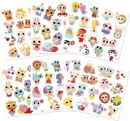 Janod - Pacote de 100 adesivos grandes - Idéal dès 18 mois - Pochette Stickers Autocollants - Bébés Animaux - Loisir Créatif Enfant - Apprentissage Motricité Fine et Concentration - J09193