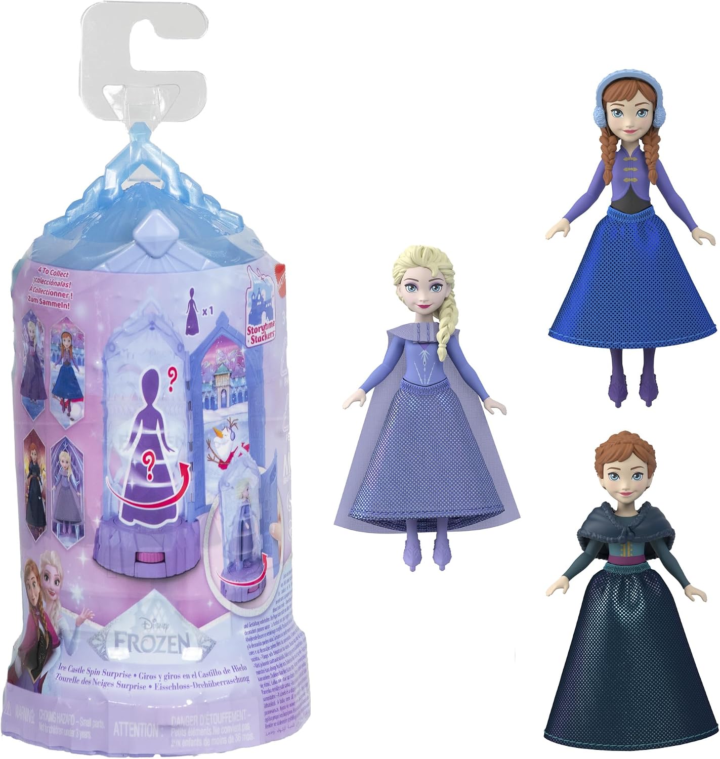 Mattel Disney Frozen – Mini Bonecas Surpresa e Conjuntos de Mini Castelo com Revelação Giratória da Boneca, Castelo de Gelo "Spin Surprise" inspirado nos filmes (Modelos podem variar), JCR90