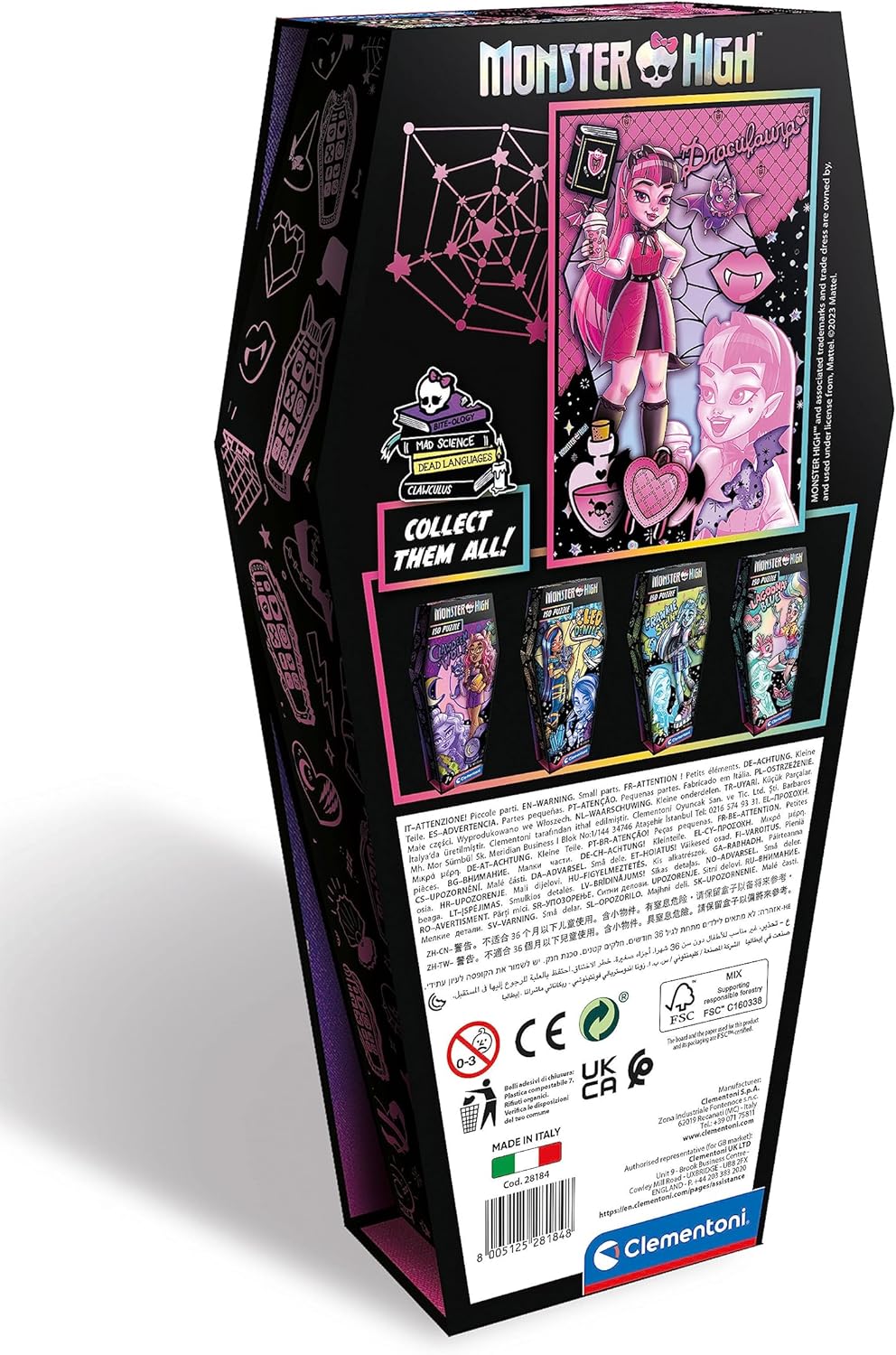 Clementoni 28184 Monster High Draculaura-150 Piezas, Rompecabezas Niños 7 Años, Puzzle de Dibujos Animados, Hecho en Italia, Rosa
