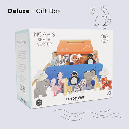 Le Toy Van TV212 Classificador de formas de Noé | Brinquedo sensorial para bebês com arca colorida e animais - adequado para crianças de 2 anos ou mais