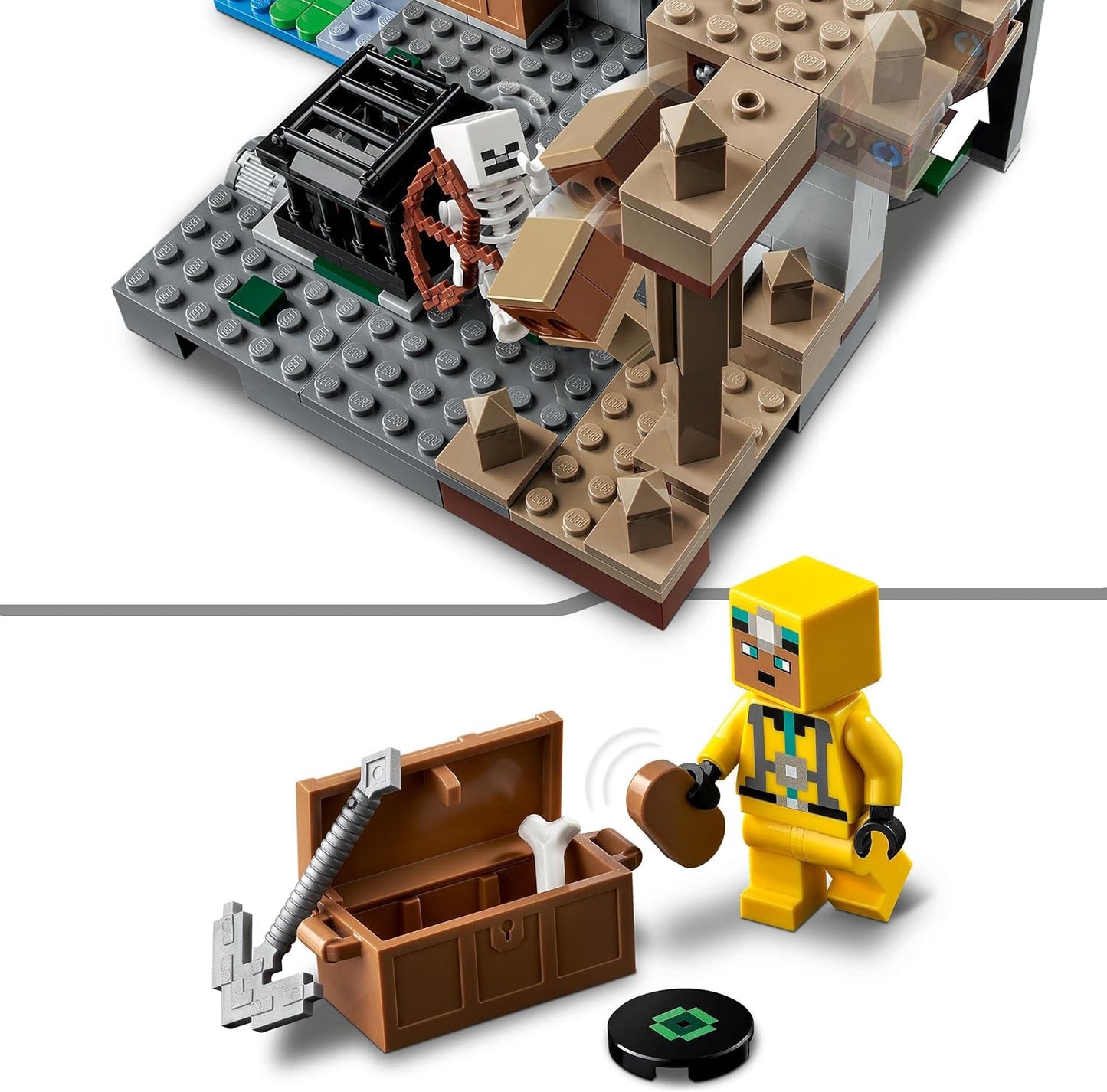 LEGO Minecraft The Skeleton Dungeon Set, brinquedo de construção para meninos e meninas de 8 anos ou mais, com cavernas, mobs e figuras com acessórios de besta, presente de aniversário infantil