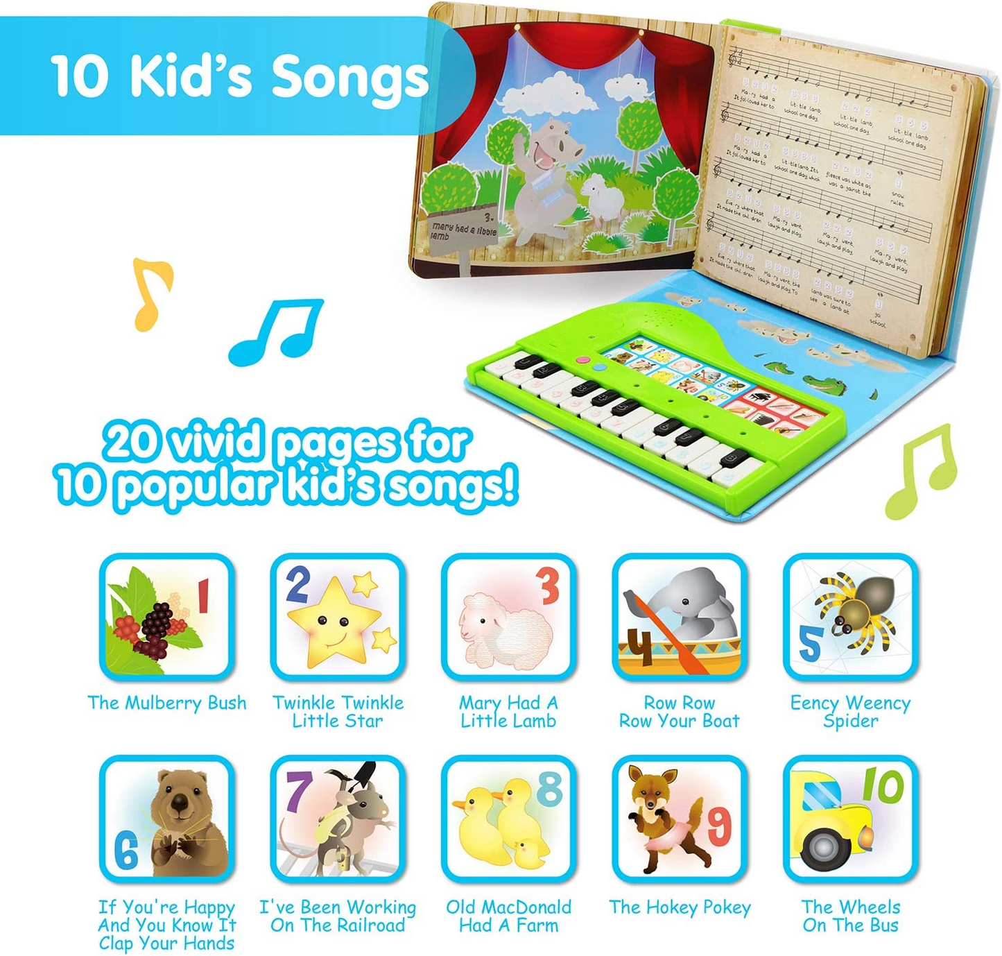 BEST LEARNING Meu primeiro livro de piano - brinquedo musical educacional para crianças de 3 a 5 anos - presente de aniversário ideal para meninos ou meninas de 3 e 4 anos