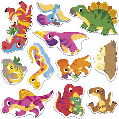 Janod - 30 adesivos grossos infinitamente reposicionáveis - Tema de dinossauros - 2 decorações e 2 quadros de adesivos - Rede à base de água - Kit de lazer criativo para crianças - Treinamento de habilidades motoras - 2 anos +