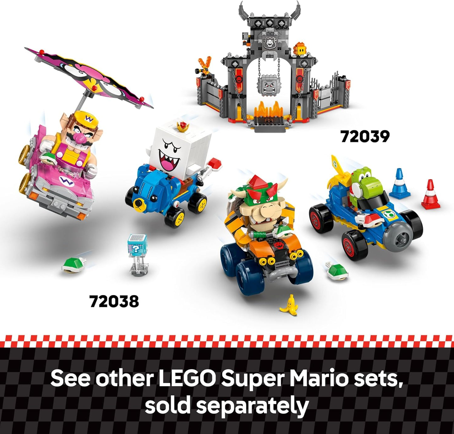 LEGO Mario Kart – Mario Interativo e Kart Padrão - Pista de Corrida de Brinquedo com um Carro, 3 Figuras, um Pódio e Barreiras - Presente para Jogadores a partir de 7 Anos - 72043