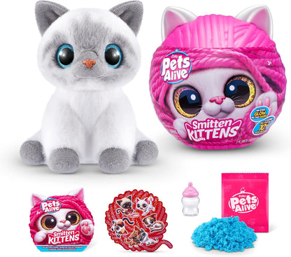 Pets Alive Smitten Kittens Bonnie, Gatinho de Pelúcia Surpresa, Pelúcias Ultra Macias, Brinquedos Interativos para Animais de Estimação, Gatinho Eletrônico para Animais de Estimação, Idades 3+ (Bonnie)