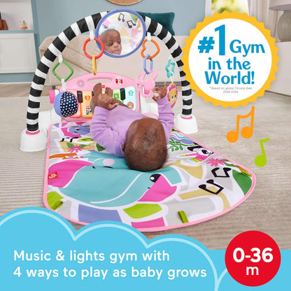 Fisher-Price Tapete de Atividades para Bebês: Brilha e Cresce, Piano e Ginásio para Chutar e Brincar, Brinquedo Musical Portátil com Aprendizado Inteligente, para Bebês a partir de 0 Meses, Rosa, Versão em Inglês (Queensland), HYH63