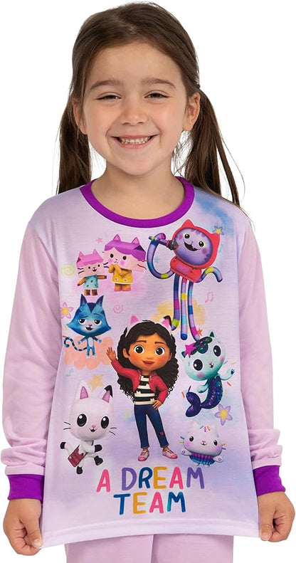 DREAMWORKS GABBY'S DOLLHOUSE Conjunto de 2 Pijamas Infantis | Conjuntos de Pijamas Infantis Gabby | Tamanhos de 3 a 10 Anos