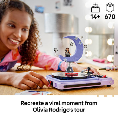 LEGO Edições "Concert Moon" da Olivia Rodrigo – Kit de Modelo de Toca-Discos com Disco de Vinil e Minifigura – Decoração para Quarto Infantil – Presente Musical para Adolescentes (Meninas e Meninos) e Fãs a partir de 14 Anos – 43029