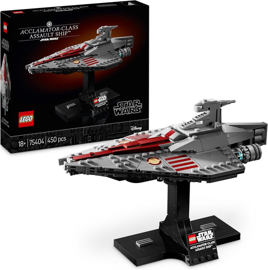 LEGO Star Wars 75404 Navio de assalto classe Acclamator, conjunto de construção de modelo de nave estelar colecionável com expositor, ideia de presente de aniversário para adolescentes e adultos