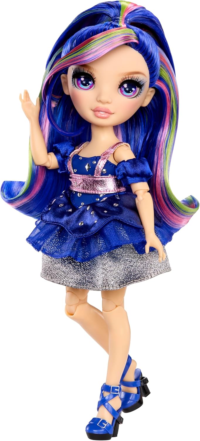 Rainbow High Be Dazzling - Genevieve Bleue - Boneca Fashion Azul de 28cm com Ferramenta para Aplicar Brilho, Gemas Brilhantes e Acessórios de Estilo