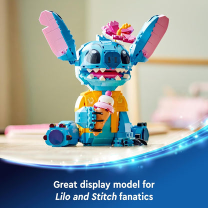 LEGO | Brinquedo de construção Disney Stitch para crianças, meninas e meninos de mais de 9 anos, conjunto de brinquedos com casquinha de sorvete e figura de personagem, presente de aniversário divertido 43249