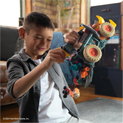 Monster Jam Mini Jam, Megalodon, Mad Hog Chomper e Monster Truck, Diversão para Organizar e Guardar, Brinquedo Ideal para Crianças a partir de 3 Anos