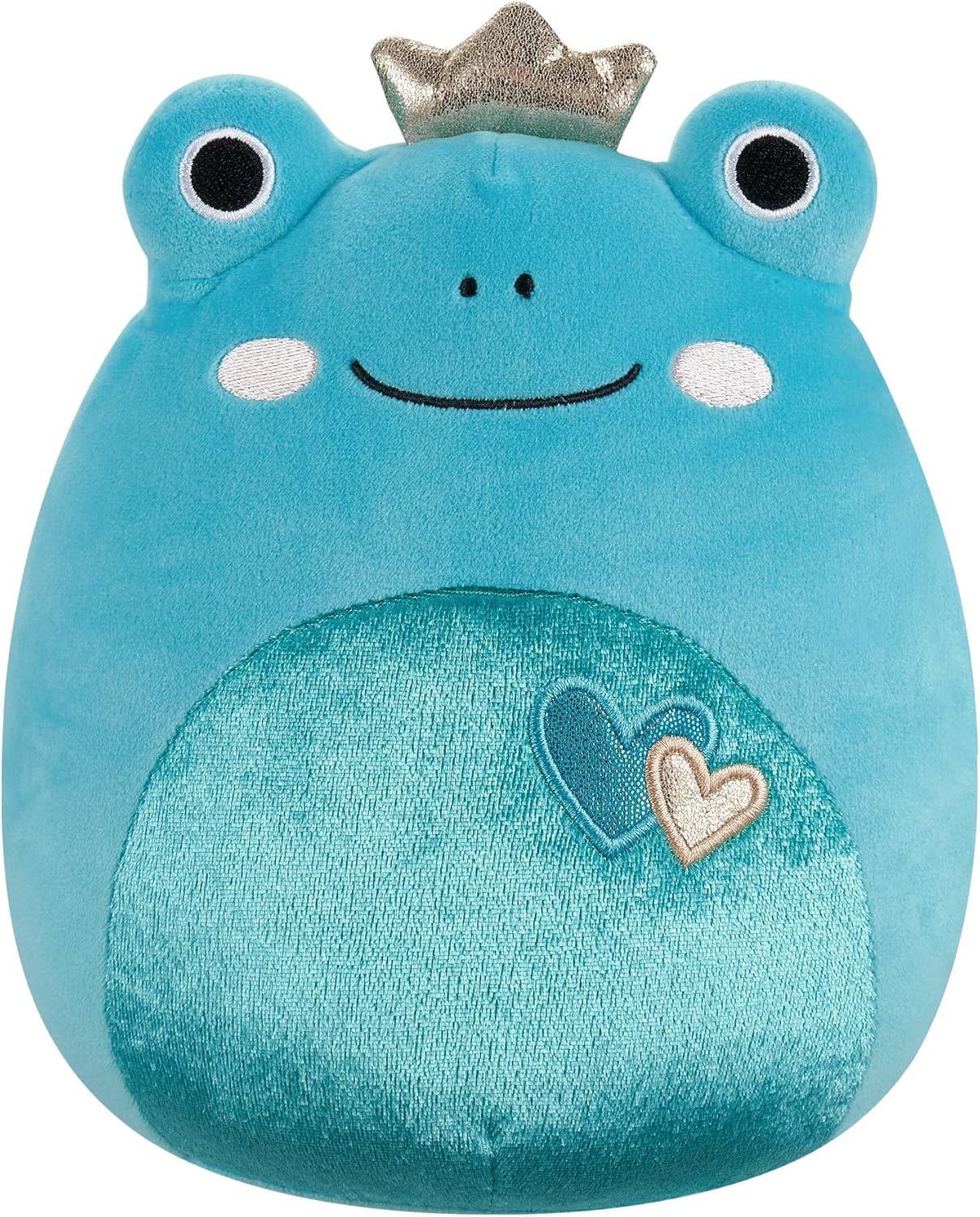 Squishmallows Original 7,5 polegadas Ludwig, o Sapo Verde-azulado com corações e coroa de pelúcia dos namorados