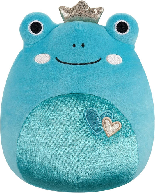 Squishmallows Original 7,5 polegadas Ludwig, o Sapo Verde-azulado com corações e coroa de pelúcia dos namorados