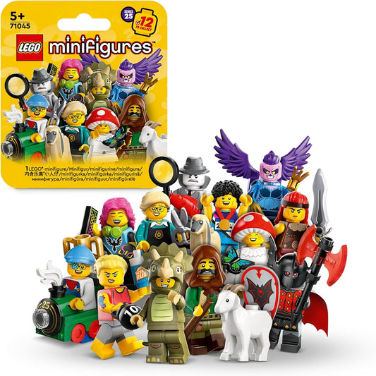 LEGO Minifigure Series 25 Cajas ciegas, juego de construcción de juguetes coleccionables para juego independiente, regalos para niños, niñas y niños a partir de 5 años (1 de 12, elegidos al azar) 71045
