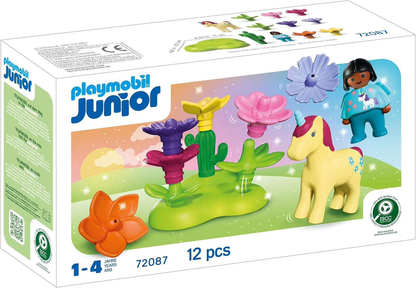Playmobil | JÚNIOR | JÚNIOR: Jardim de Fadas com Unicórnio | Conjunto de Jardim Mágico com Fada, Unicórnio e Flores Empilháveis | Para Crianças a partir de 1 Ano | 72087