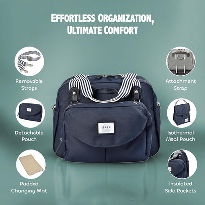 BÉABA - Genève II - Bolsa para Troca de Fraldas - Bolsa para Fraldas para Bebês e Recém-nascidos - Grande capacidade - Trocador - Bolsa isotérmica para lancheira - Sistema de fixação para carrinho