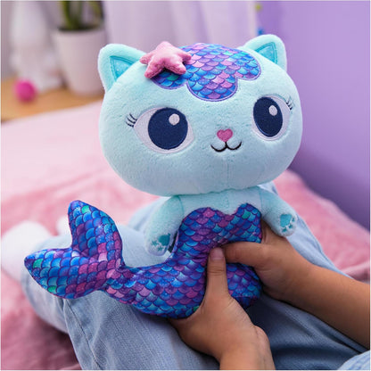 Gabby’s Dollhouse, Sereia-Gata Fin-Tastic, Brinquedo de Pelúcia Premium, Animal de Pelúcia de 25cm de Altura com Cauda de Sereia Móvel, Brinquedo Infantil para Meninas e Meninos a partir de 3 Anos