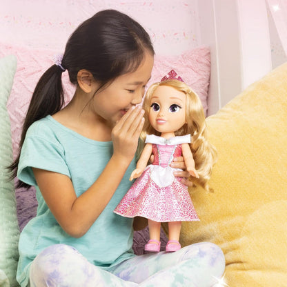 Disney Boneca Princess My Friend Aurora 35 cm Olhos Com Brilho Cintilante, Vestido De Princesa Removível, Tiara, Sapatos Fáceis De Calçar E Tirar