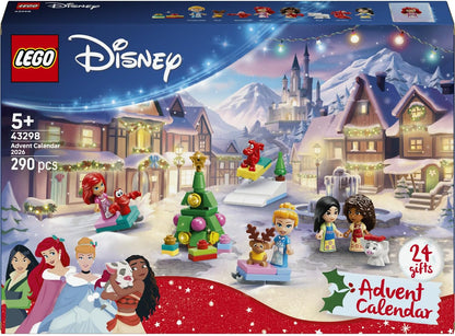 LEGO Calendário do Advento Disney Princess 2026-43298 | Brinquedos para meninas a partir de 5 anos, 24 surpresas, 4 microbonecas e 4 figuras de animais, conjunto de contagem regressiva para o Natal...