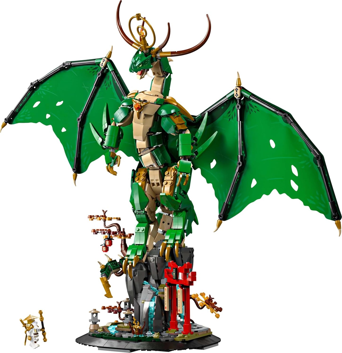 LEGO Ninjago The Guardian Dragon Model Kit - Features a Posable Dragon Figure, Master Wu Minifigure & a Scenic Rock-Effect Display Stand - Gift for 14+ Year Old boys & Teenage Monstrosity Fans - 71847