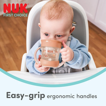 NUK Conjunto de Copos Mini Magic Cup | 6+ meses | 160 ml | Borda 360° antivazamento | Copo de transição com alças antiderrapantes | Modelos padrão e que brilham no escuro | Temas Hipopótamo e Pinguim | Kit com 2 unidades