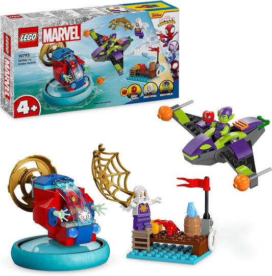 LEGO Marvel Spidey e seus incríveis amigos Spidey vs. Green Goblin Super Hero Building Toy com minifiguras, presente para crianças, meninos, meninas e fãs de 4 anos ou mais do Homem-Aranha e veículos legais 10793