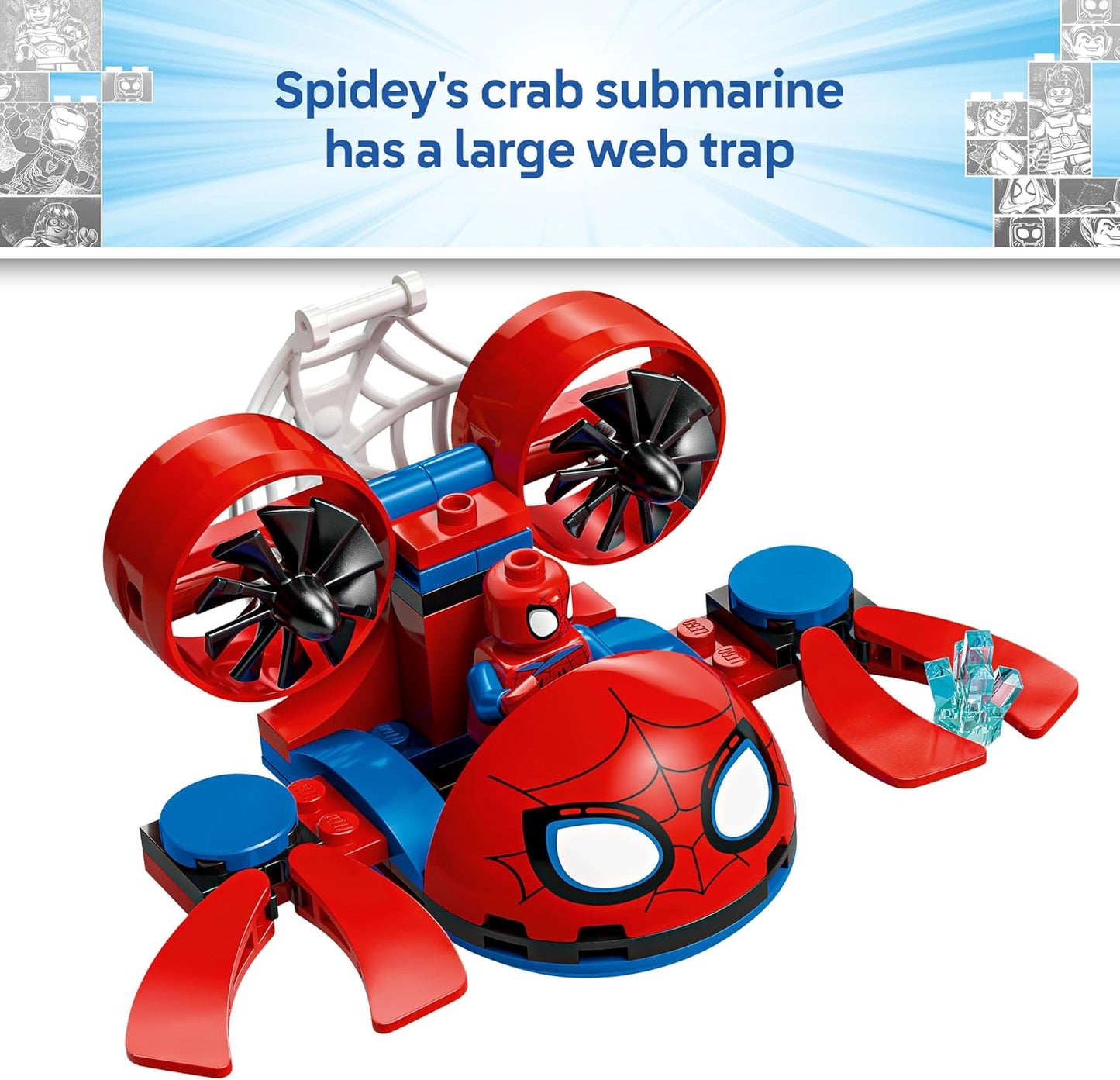 LEGO ǀ Marvel Homem-Aranha: Veículos Subaquáticos - Brinquedo de Super-Herói com 3 Submarinos e 3 Minifiguras - Presente para Meninos a partir de 4 Anos e Fãs do Desenho do Homem-Aranha e Seus Amigos Incríveis - 11207