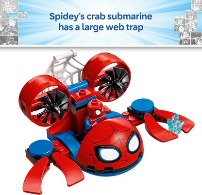 LEGO ǀ Marvel Homem-Aranha: Veículos Subaquáticos - Brinquedo de Super-Herói com 3 Submarinos e 3 Minifiguras - Presente para Meninos a partir de 4 Anos e Fãs do Desenho do Homem-Aranha e Seus Amigos Incríveis - 11207