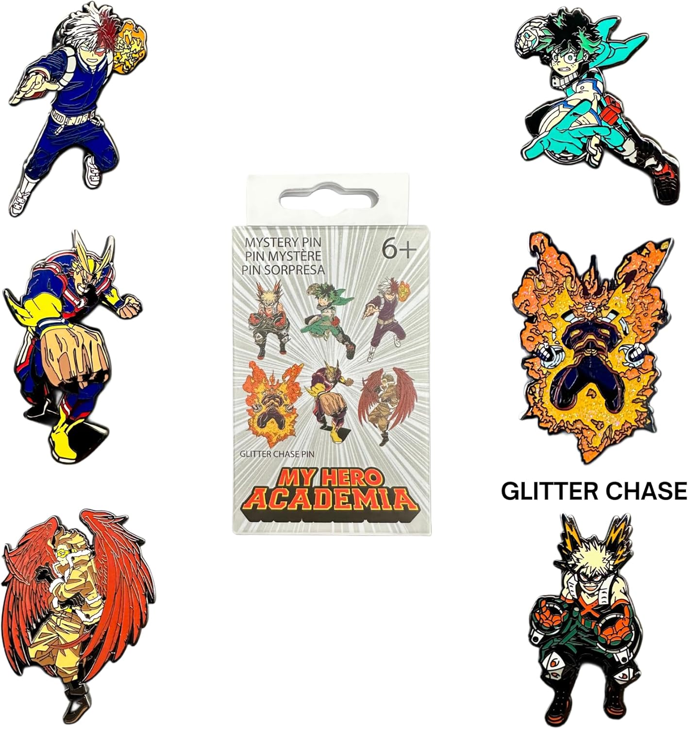Loungefly - My Hero Academia (MHA) - Broche de esmalte - Compra às cegas - 1 de 6 para colecionar - Os estilos variam - My Hero Academia - Caixa surpresa de broches de esmalte - Broche fofo e colecionável - para mochilas e bolsas