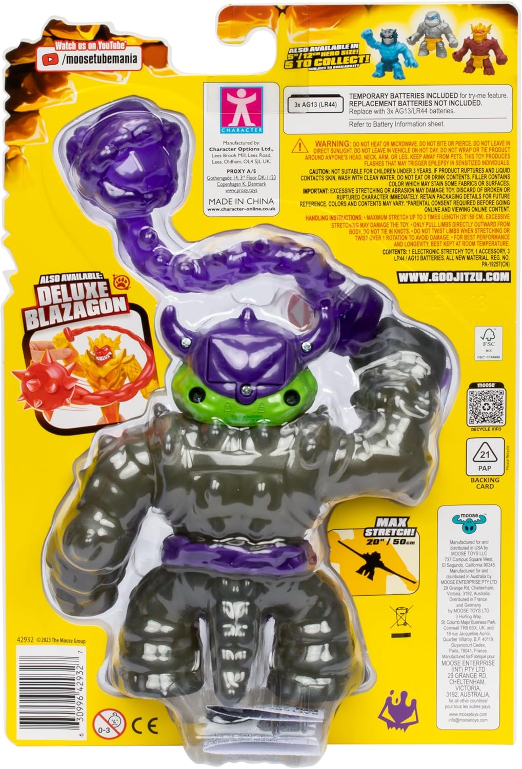 Heróis de Goo Jit Zu Stretch Strikers Deluxe Hero Pack Rock Jaw, Figura de Ação Elástica com Mais de 20 Sons de Batalha Incríveis