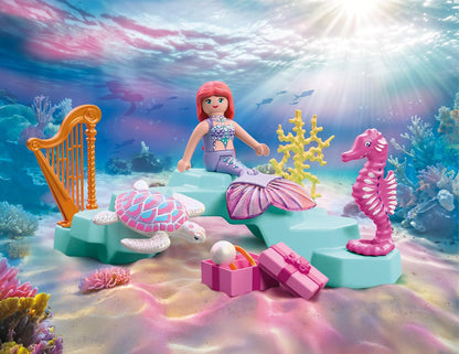 Playmobil | Fantasia e Magia | Sereia com Presente | Conjunto de Casamento Subaquático com Harpa, Anel e Criaturas Marinhas | Para Crianças a partir de 4 Anos | 72107