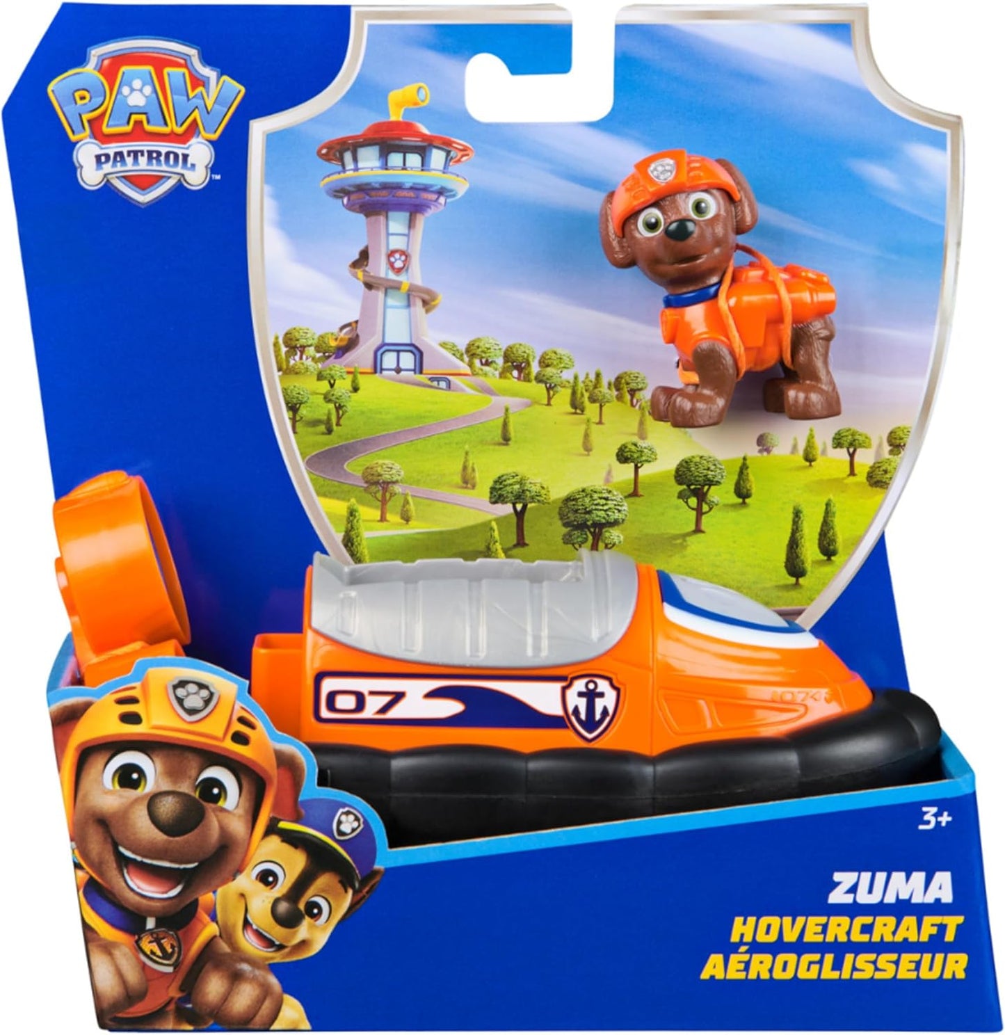 Paw Patrol, Aerobarco do Zuma, veículo de brinquedo com figura colecionável, brinquedo sustentável para crianças a partir de 3 anos.