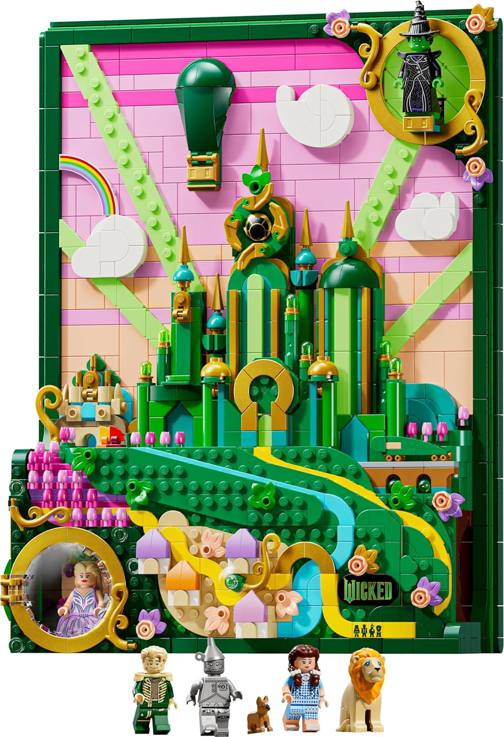 LEGO Wicked Emerald City Arte de Parede - Conjunto de Construção 3D para Adultos - Modelo de Exibição com 6 Minifiguras, incluindo Dorothy e uma Figura do Cão Toto - Decoração DIY para Casa - Presente para Fãs do Filme - 75685